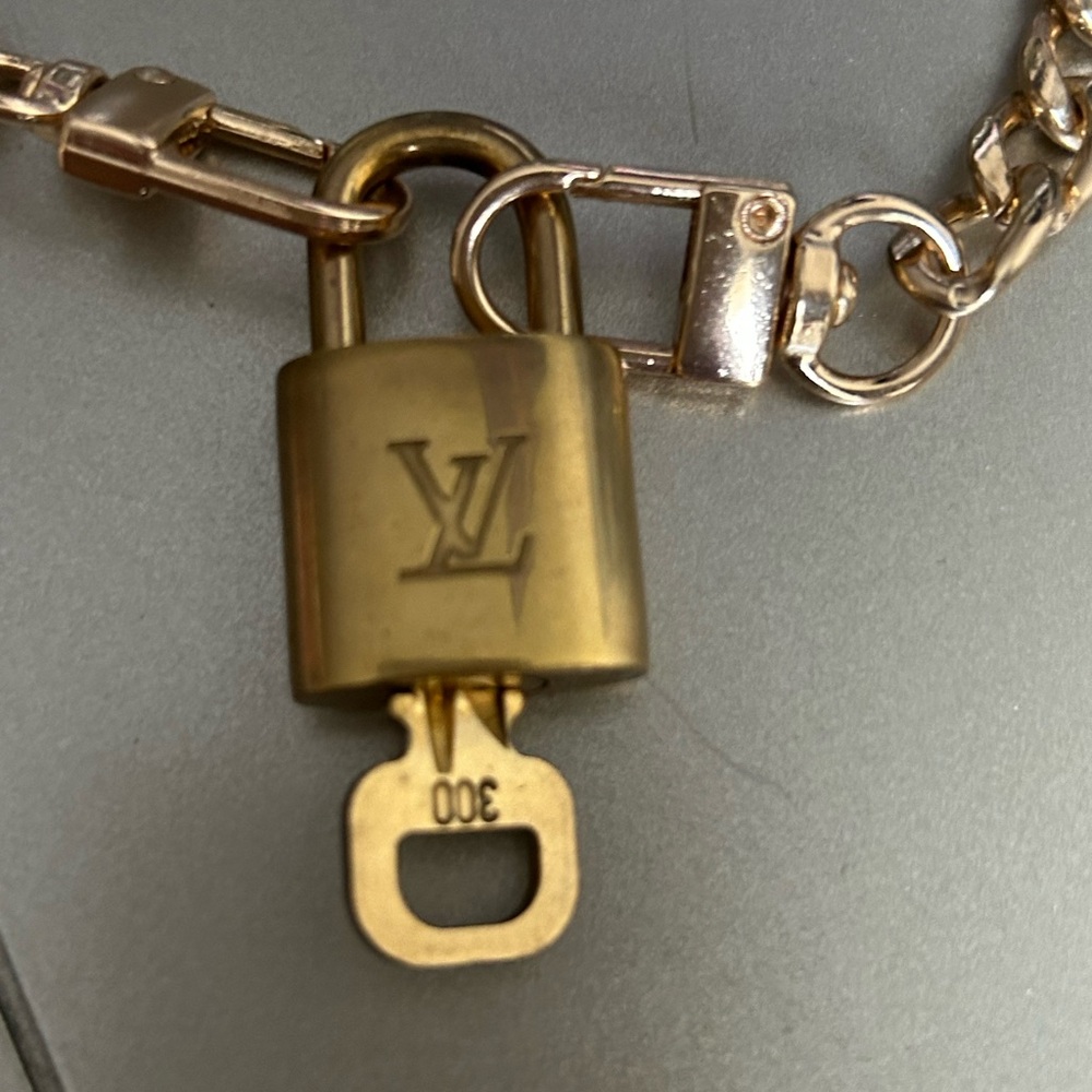 Louis Vuitton Brass Padlock 16 inch Chain Necklace